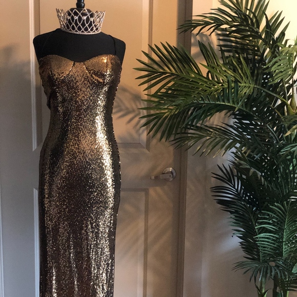Fashion Nova - Gold Sequin Gown - Picture 1 of 4